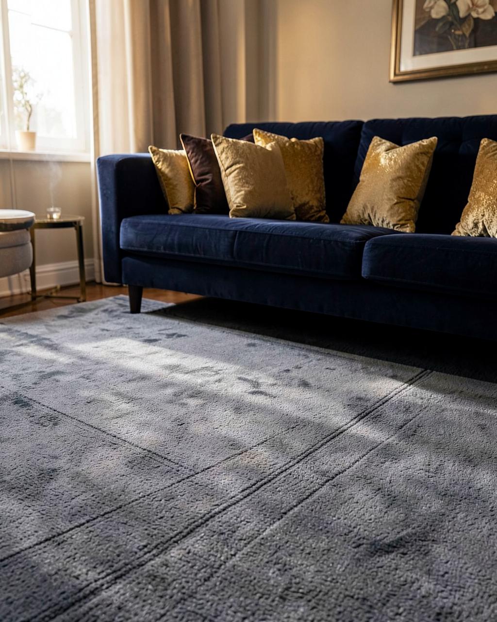 A freshly deep-cleaned plush carpet